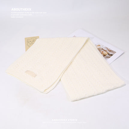 Soft Waxy Knitted Scarf Women's Winter Warm Knitted Scarf Student Sweet All-match Cold-proof Wool Letter Scarf for Men