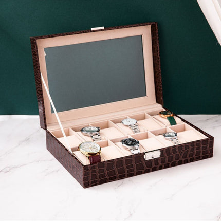High-End Crocodile Pattern Multi-Compartment Watch Box Jewelry Box Finished Product 10-Compartment Bracelet Jewelry Storage Display Box Cross-Border Shipping