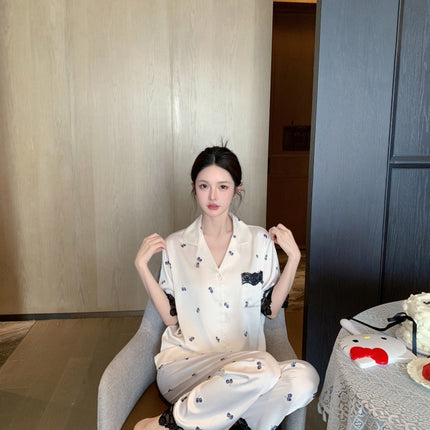[A touch of heart] Summer high-end sense new pajamas short-sleeved trousers women's lace home clothes pajamas suit