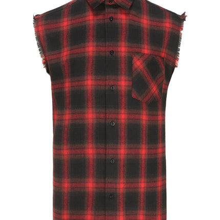 Europe and the United States cross-border personality men's jacket plaid sleeveless shirt men's casual shirt tassel craft shirt foreign trade fixed