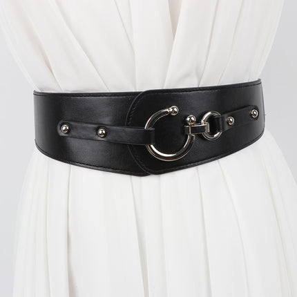 Wide Belt Women's Decoration with Sweater Dress Waist Black Versatile Suit Jacket Wide Girdle Women's Outer Wear