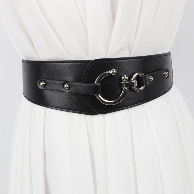 Wide Belt Women's Decoration with Sweater Dress Waist Black Versatile Suit Jacket Wide Girdle Women's Outer Wear
