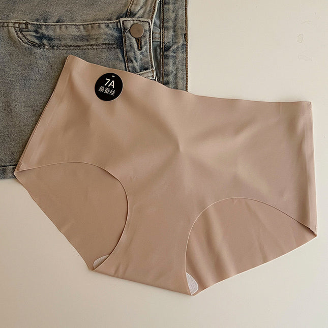 Girls' Seamless Underwear, Soft Micro-Brushed, Fully Antibacterial, Silk Crotch, Mid-Waist Women's Briefs, Thin Style