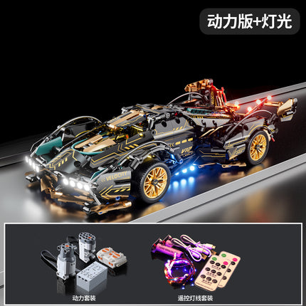 Compatible with Lego Black Gold V12 Cyberpunk Rambo Remote Control Building Blocks Sports Car Racing Children's Toys Cross-Border Wholesale