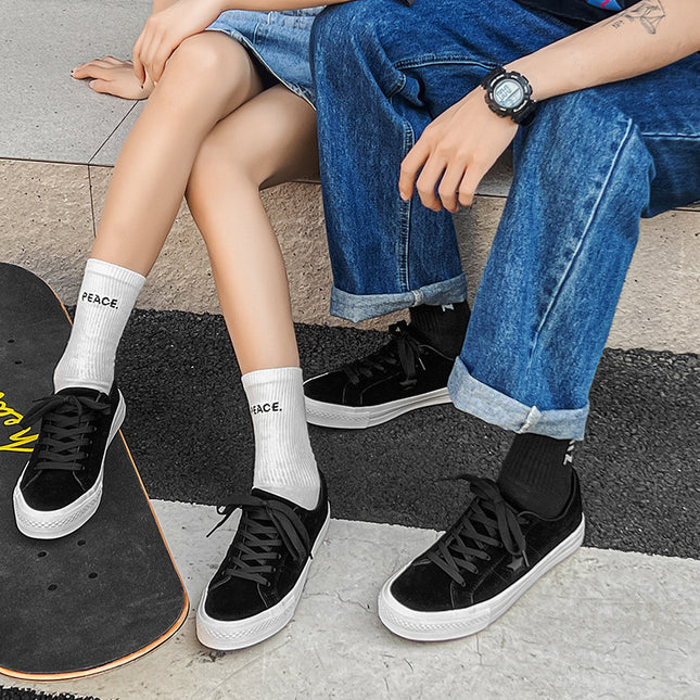 2025 Spring & Fall New Suede Couple Star Sneakers Ins Korean Style Harajuku Style Student Casual Canvas Shoes for Women
