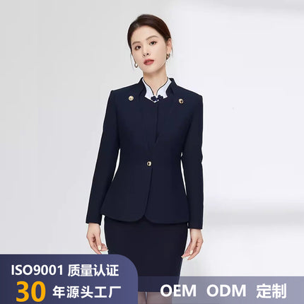 Chinese retro professional suit women's suit formal wear Hotel manager Front desk reception sales department jewelry shop overalls