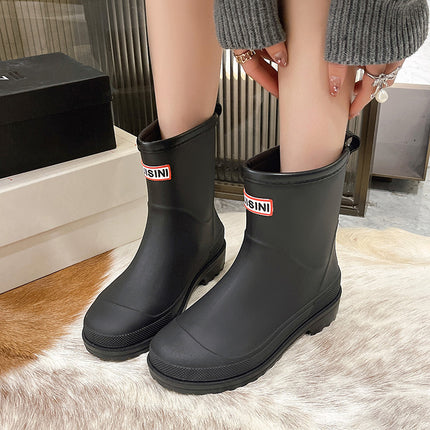 Winter New Arrival College Rain Boots Women's fleece-lined Rain Boots Non-slip Rubber Shoes Fashionable Outer Wear Adult Beautiful Waterproof Shoes