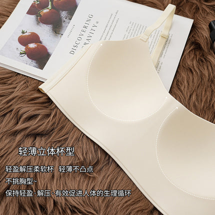 High Quality Comfortable Naked Seamless Underwear Women's Small Chest Gathering Comfortable Sports Adjustable Seamless Bra Thin