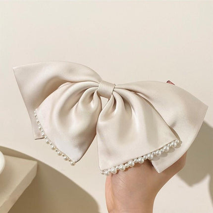 Summer big bow ribbon hairpin women's high-grade back head top clip spring clip hairpin clip hair accessories 17cm