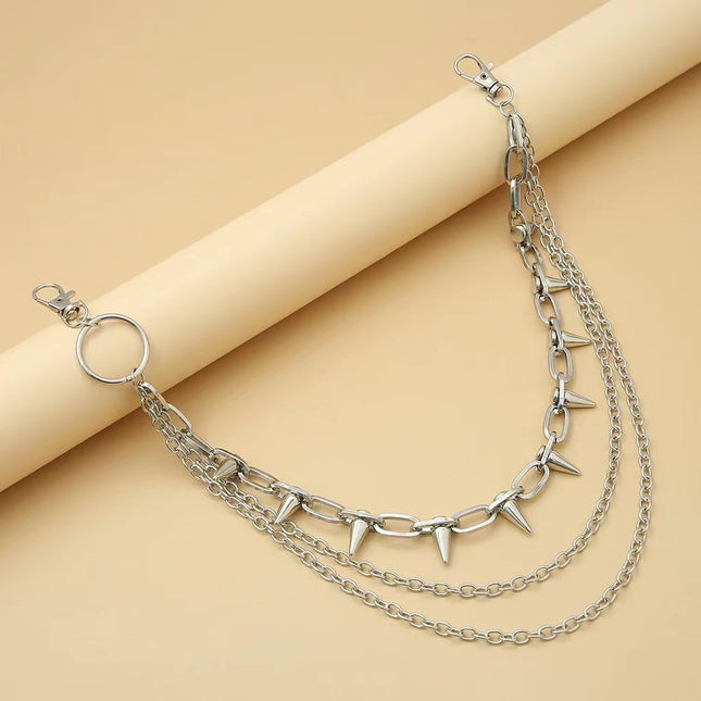 European and American cross-border jewelry hip-hop punk metal rivet stage performance multi-layer waist chain dress jeans accessories