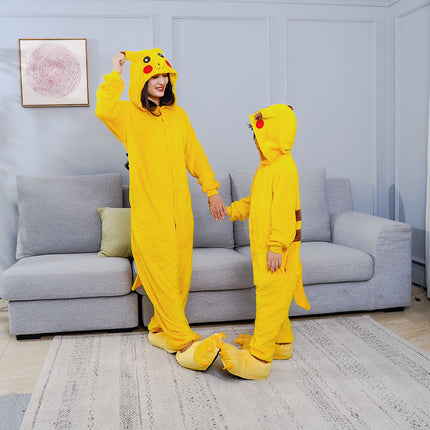 Autumn and Winter Flannel Children's Parent-Child Cartoon One-Piece Pajamas, Tigger Thickened Fabric Toilet Version