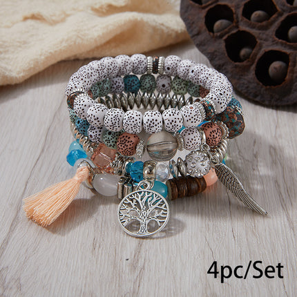 European and American Cross-Border Hot-Selling New Bohemian Bracelets Creative Tassel Multi-Layer Beaded Bracelets Fashion Jewelry