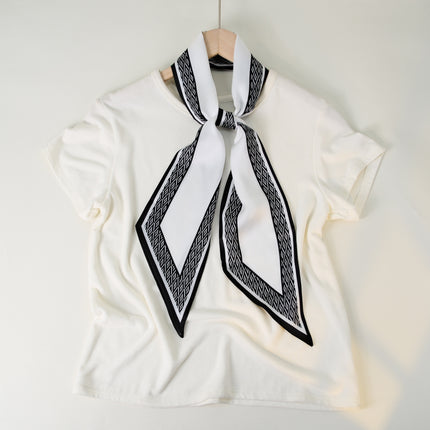 2025 European and American-style Beveled Silk Scarf Cross-border Silk Cashew Dot Long High-end Ribbon Scarf Women's Belt