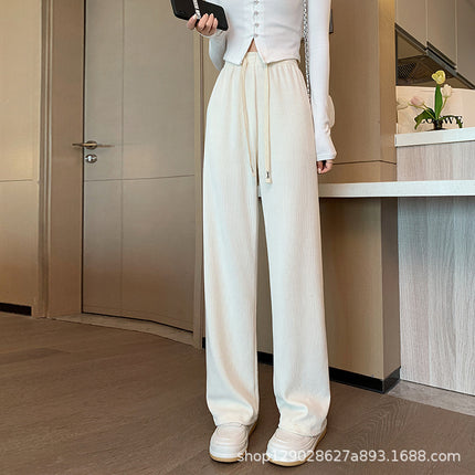 Autumn and Winter corduroy loose wide-leg pants 2023 new casual pants high waist draping mop straight women's pants slimming