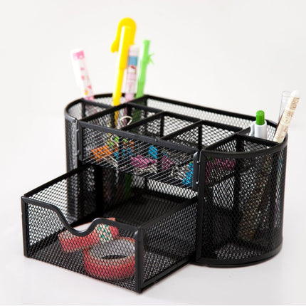 Color wrought iron 9-compartment office desktop storage box student stationery finishing box desk with drawer storage box Special