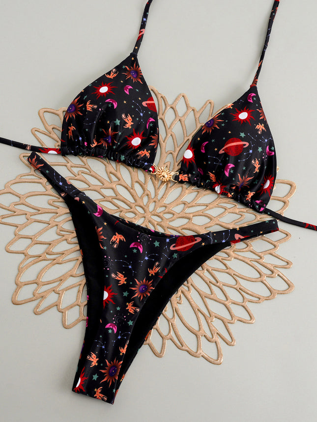 2025 Summer European and American New Split Bikini Sexy Brazilian Bikini Beach Swimsuit Black Leopard Dot
