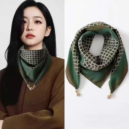 New 65.65 Magnetic Buckle Scarf Women's Square Scarf Winter Lazy Pendant Ins Scarf Scarf Decorative Fashion All-match