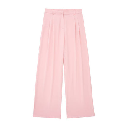 European and American Style Backless Collar Vest 8364532 Pleated Wide Leg Pants 8365532 Set White Top