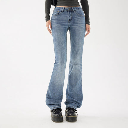 2025 American Retro Low-Waist Hot Girl Flared Pants Slim Fit Slightly Stretchy Jeans Women's New Style & Long Pants