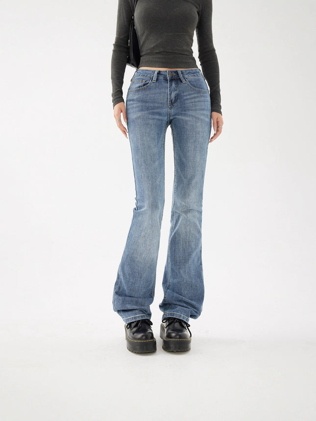 2025 American Retro Low-Waist Hot Girl Flared Pants Slim Fit Slightly Stretchy Jeans Women's New Style & Long Pants