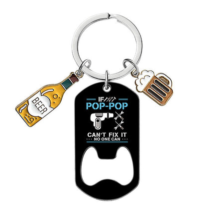 Cross-border Stainless Steel Engraving Metal Keychain Bottle Opener Wine Glass Wine Bottle Birthday Christmas Father's Day Gift