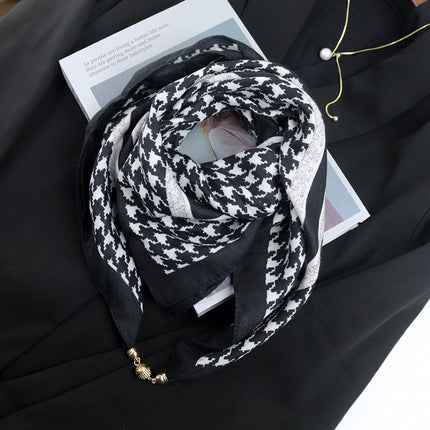 Spring and summer sunscreen magnetic buckle cotton and linen texture large square scarf women's 2024 new all-match autumn and winter neck scarf