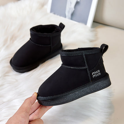 2025 Winter Children's Snow Boots Low Barrel Slip-on Cotton Shoes Thickened Large Cotton Warm Shoes for Boys and Girls Large Children's Shoes