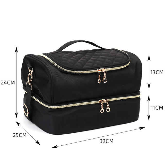 Cross-Border Amazon Cosmetic Bag Portable Storage Bag Double-Layer Lipstick Storage Bag Nail Polish Tool Storage Handbag