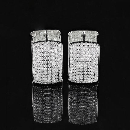 Super Flash Women's Full Diamond Earrings European and American Fashion Simple Personality Earrings Cold Style All-match Square Ear Buckle e8451