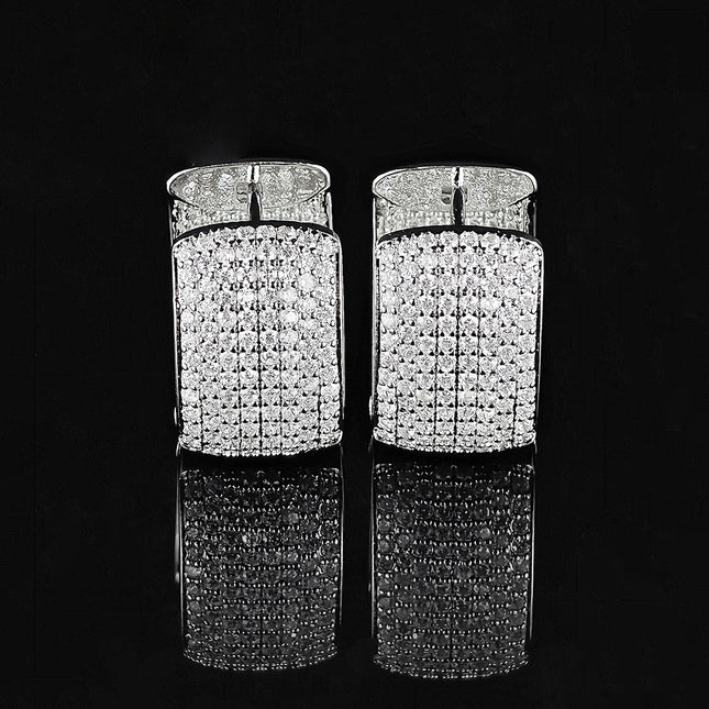 Super Flash Women's Full Diamond Earrings European and American Fashion Simple Personality Earrings Cold Style All-match Square Ear Buckle e8451