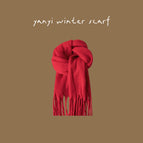 Thick solid color large scarf-big red