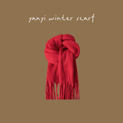 Imitation Cashmere Autumn and Winter Scarf Collection Plaid Scarf Women's Winter Thickeneded Warm Shawl Pure Color Student Scarf Cross-Border
