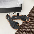 Square head-sandals buckle [black] / 37