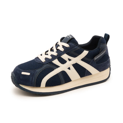 Genuine Leather Sports Shoes for Women, 2026 Autumn Retro New Style, Versatile Lightweight Casual Thick-Soled German Training Shoes