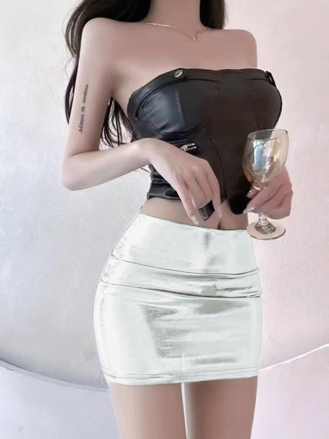 Hot Girl Sexy Dj Bar Tight Skirt New Internet Celebrity Anchor Fashion Sweet Pull Film Skirt 907