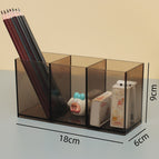 Transparent gray pen holder with 3 compartments [packaged in a single carton]