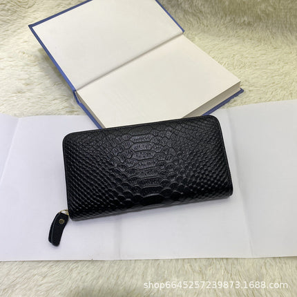 Long Wallet, Classic Style, Embossed Leather Wallet, Cross-Border First-Layer Cowhide, Fashionable Coin Purse, Clutch Bag, Coin Purse