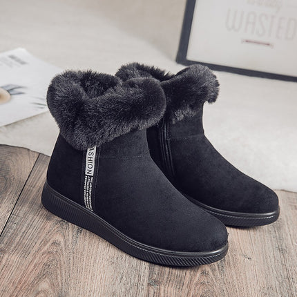 Large Size Snow Boots for Women, Fleece-Lined Warm Short Boots, Winter Thickened Cotton Shoes, Non-Slip Cloth Shoes, Mom Shoes, Winter Style