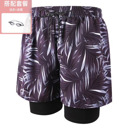 Anti-Embarrassment Men's Swimming Trunks Set Sun Protection Boys Swimming Equipment Swimming Trunks Loose Large Size Beach Trunks Swimming Trunks