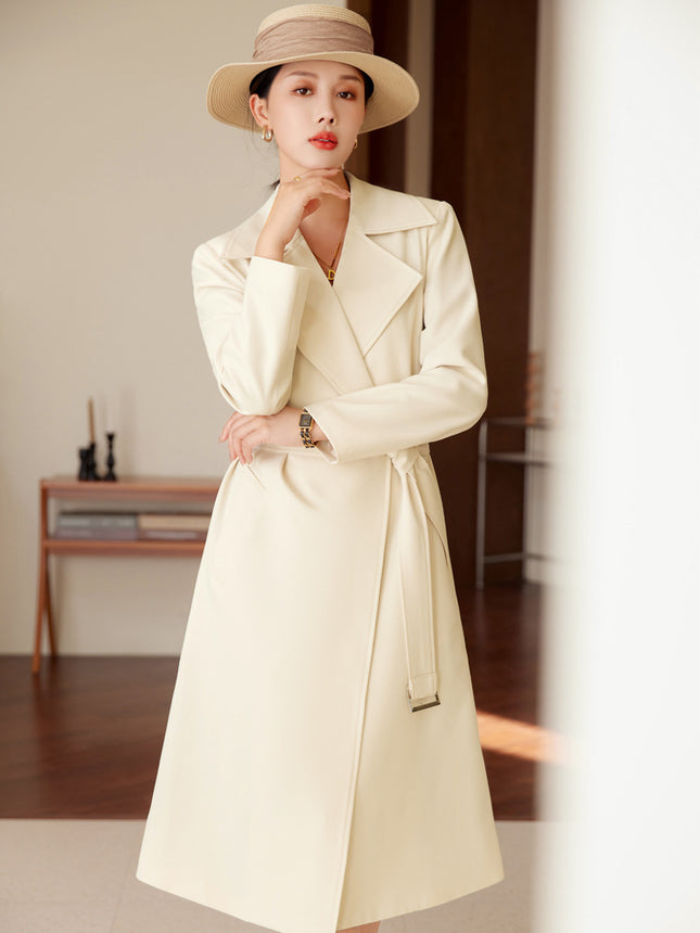 British Style creamy-white Coat Coat Women's High-end Spring and Autumn 2023 New Fashionable All-match Long Suit Coat