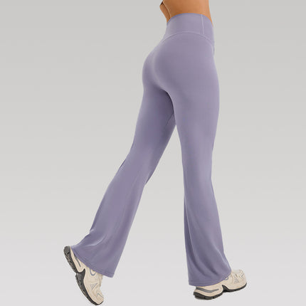 Cross-Border New Yoga Cropped Pants Women's Solid Color High-Waisted Yoga Sports Loose Casual Flared Long Pants