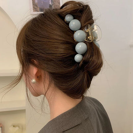 Celebrity-Inspired New High-Value French-Style Shark Hair Clip with Elegant Beads for Stray Hair, Suitable for the Back of the Head