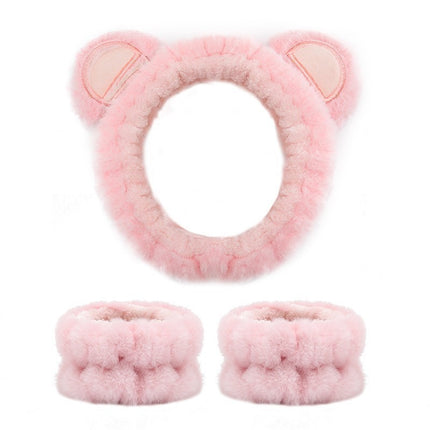 Amazon Plush Headband Wristband Set Face Washing Absorbent Headband Cartoon Cute Waterproof Hairband Wholesale