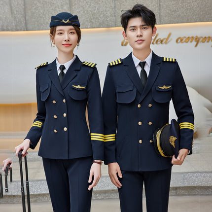 Autumn and winter men's and women's double-breasted suit suit performance clothing Aviation captain uniform property hotel security work clothes men