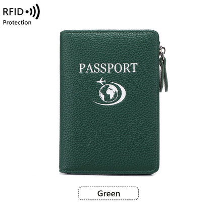 Cross-Border New Multifunctional Rfid Passport Holder with Pebbled Texture Wallet, Travel Ticket Holder, Anti-Theft Portable Passport Holder