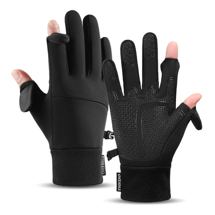 New Outdoor Gloves Sports Men's Velvet Touch Screen Warm Waterproof Bicycle Riding Foreign Trade Autumn and Winter Gloves