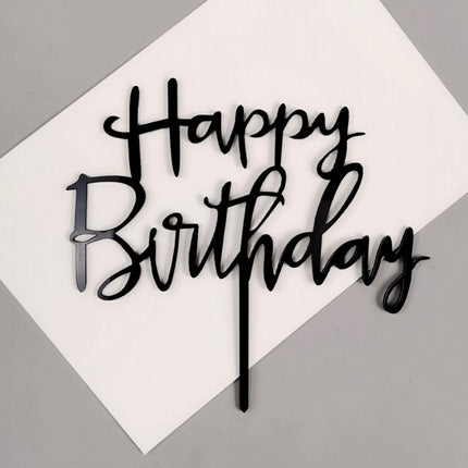 Acrylic Cake Baking Decoration Inserts Round Square English Happy Birthday Dessert Toppers Party Cards