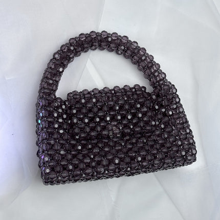 Simple High-end Retro Champagne Small Mobile Phone Bag Homemade Heavy Industry Crossbody Portable Woven Bead Bag diy Material Bag