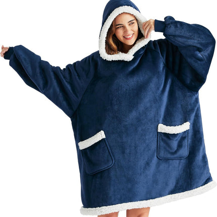 Lazy Pullover Long-Sleeve Pajamas with Lamb Fleece Tv Blanket Hoodie, Tv Blanket Manufacturer, Thickened Thermal Clothing for Warmth