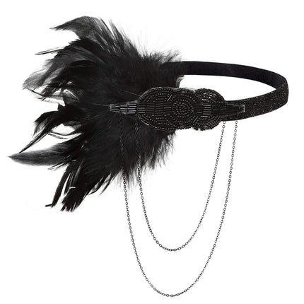 European and American Vintage Hair Band 1920 Great Gatsby Inspired Feather Headband Cocktail Party Hair Accessories